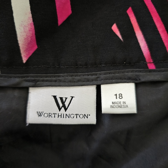 Worthington Black and Pink A-Line Skirt - Picture 3 of 5